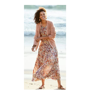 Peruvian Connection Tivoli Maxi Dress Lg Multicolor Floral Cotton Modal Modest